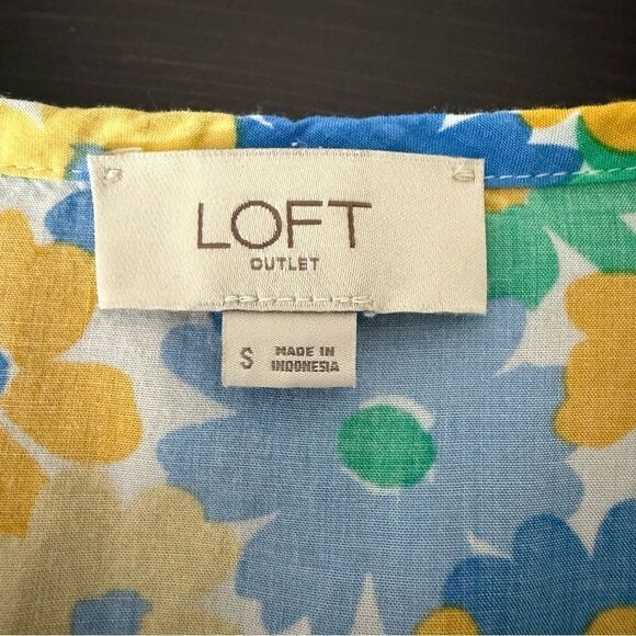 Loft Sundress Dress Size S Yellow Blue Floral Sleeveless Beach Summer Colorful - Picture 9 of 14